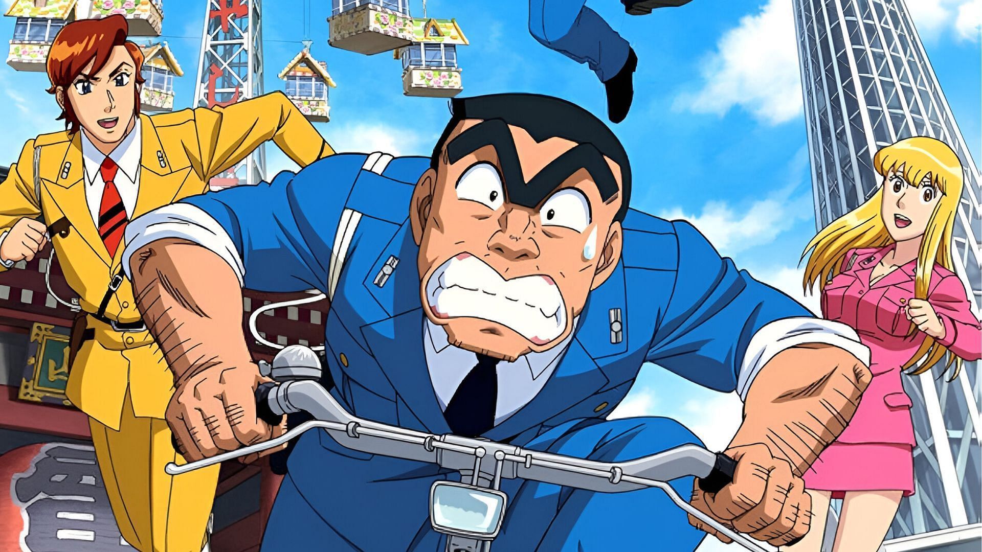 Nakagawa, Ryoutsu, and Reiko as seen in KochiKame anime (Image via Studio Gallop)